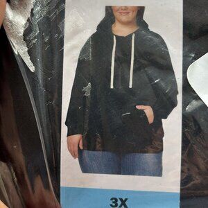 Buffalo David Bitton Ladies Soft Hoodie with Side Pockets, Black, 3XL, New with
